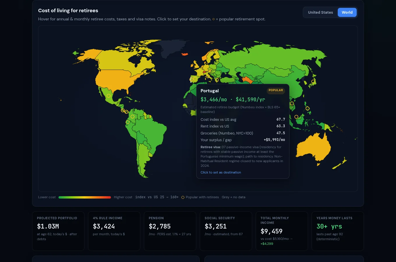 World cost-of-living map